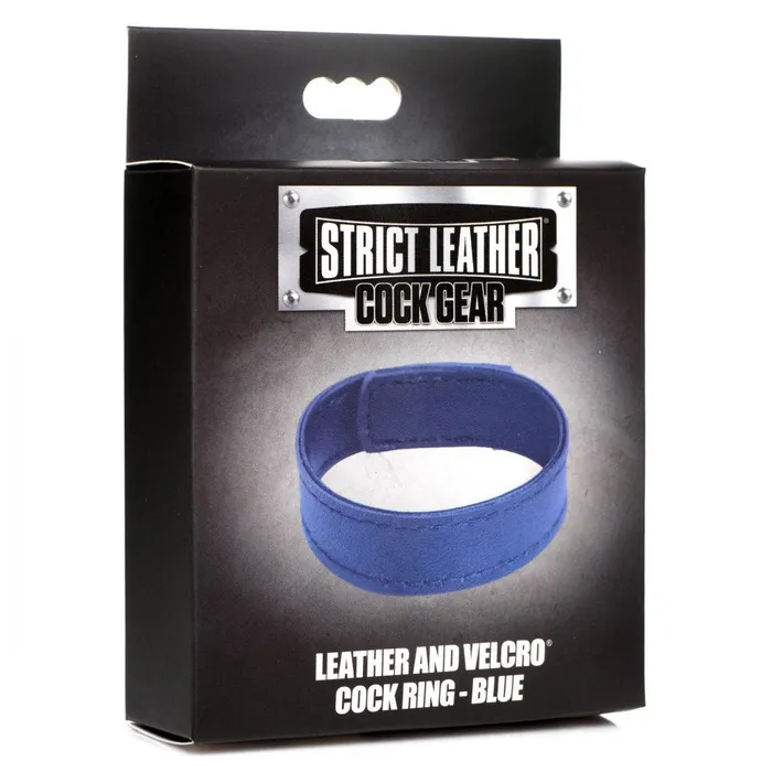 XR Brands Strict Male Sex Toys Leather and Velcro Cock Ring Blue XR Brands Strict Male Sex Toys Leather and Velcro Cock Ring Blue