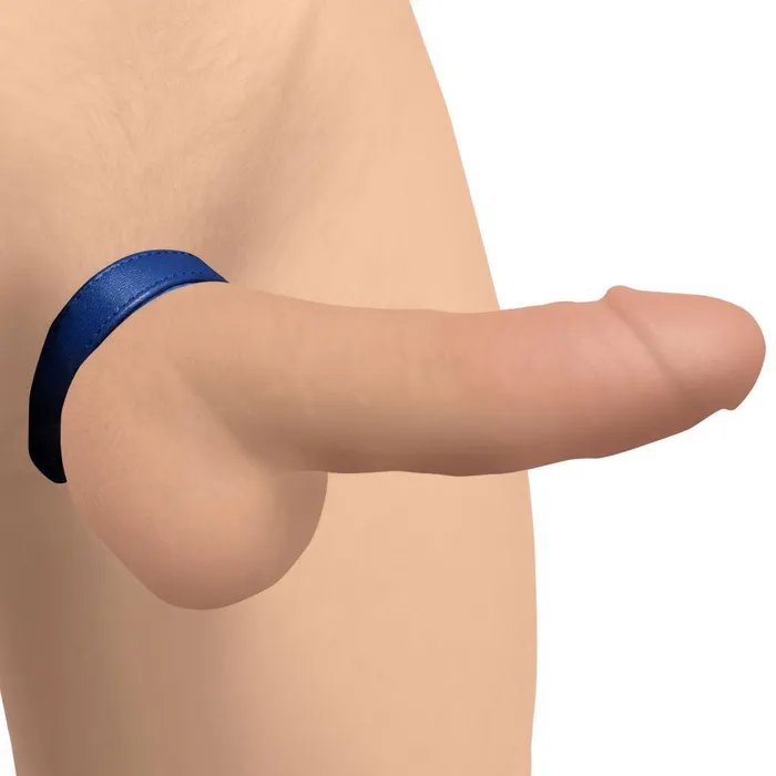 XR Brands Strict Male Sex Toys Leather and Velcro Cock Ring Blue XR Brands Strict Male Sex Toys Leather and Velcro Cock Ring Blue