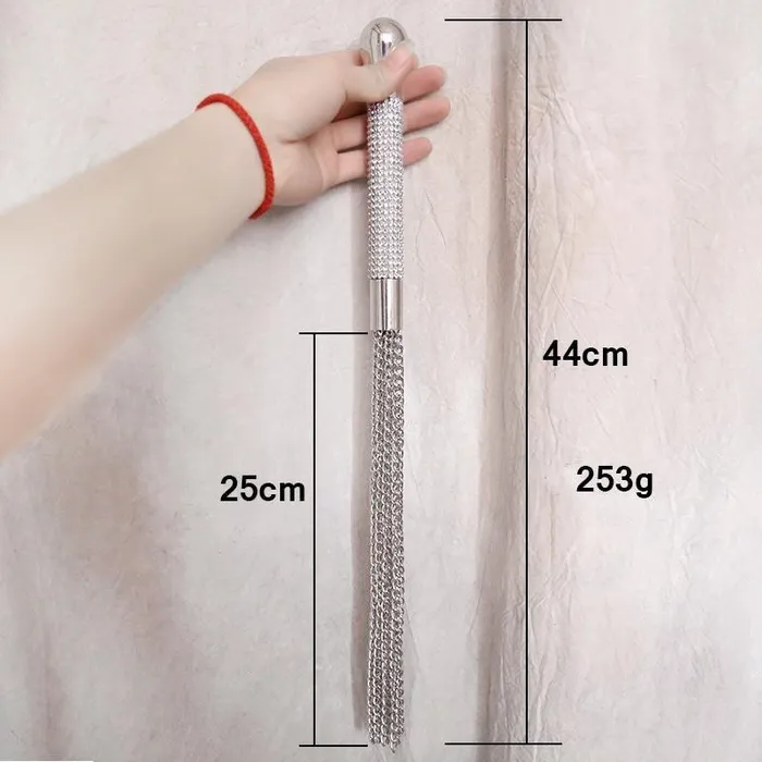 Sexy Silver Rhinestone Chain Flogger BallbustingToyscom Anal