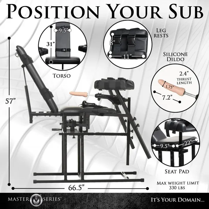 XR Brands Female Sex Toys Leg Spreader Obedience Chair with Sex Machine XR Brands Female Sex Toys Leg Spreader Obedience Chair with Sex Machine