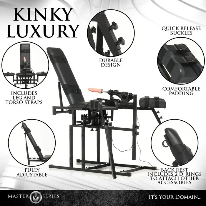 XR Brands Female Sex Toys Leg Spreader Obedience Chair with Sex Machine XR Brands Female Sex Toys Leg Spreader Obedience Chair with Sex Machine