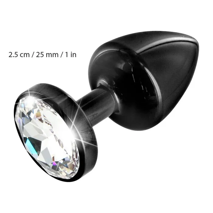 Diogol Anni Black Round Butt Plug with Swarovski Elements T1 Size Diogol Anal