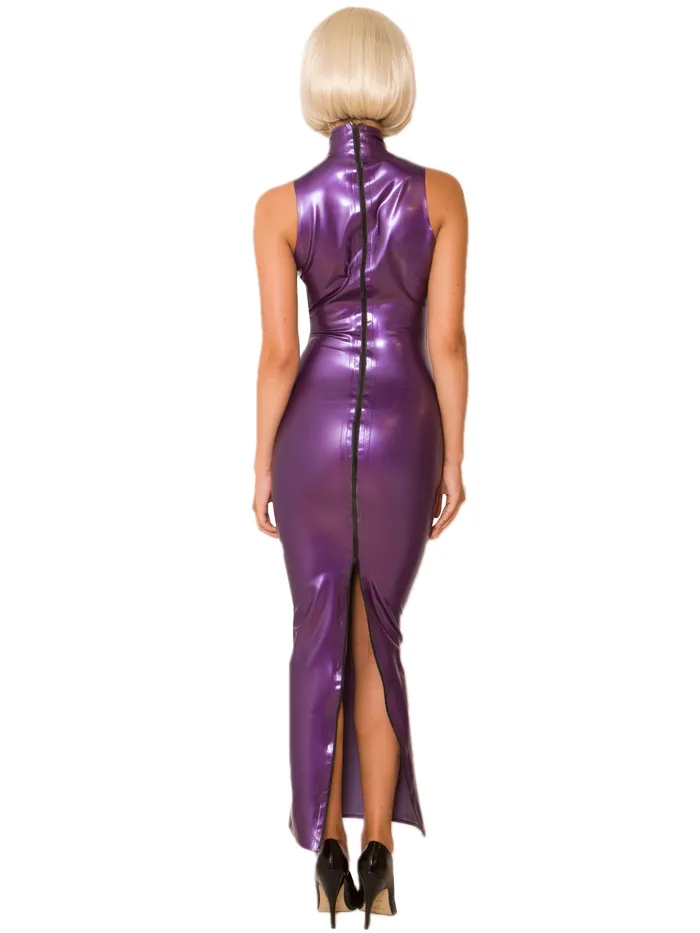 Vibrators Purple Latex Hobble Dress HonourSkintwocom