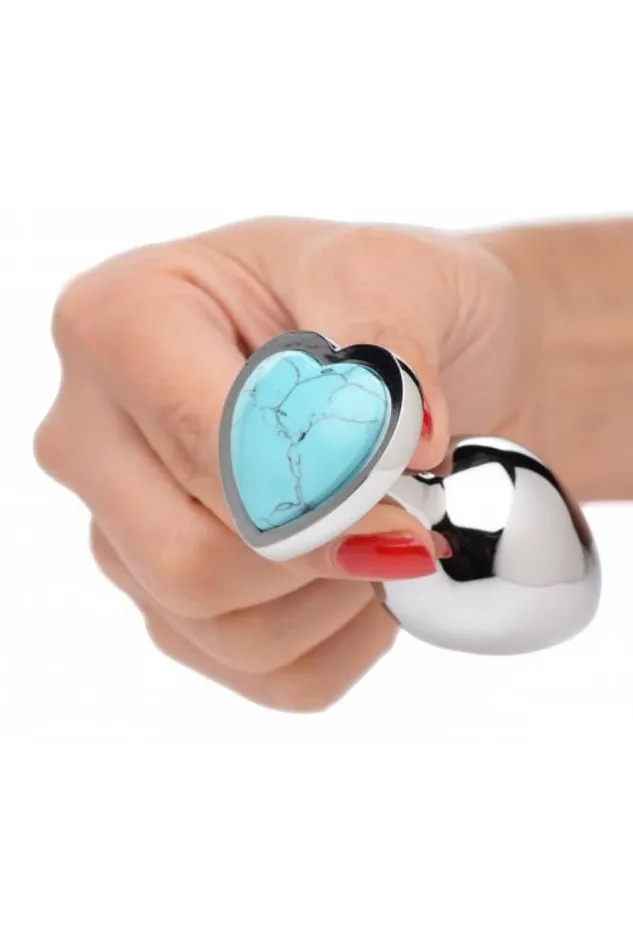 XR Brands Booty Sparks Turquoise Heart Shaped Butt Plug Medium XR Brands Anal